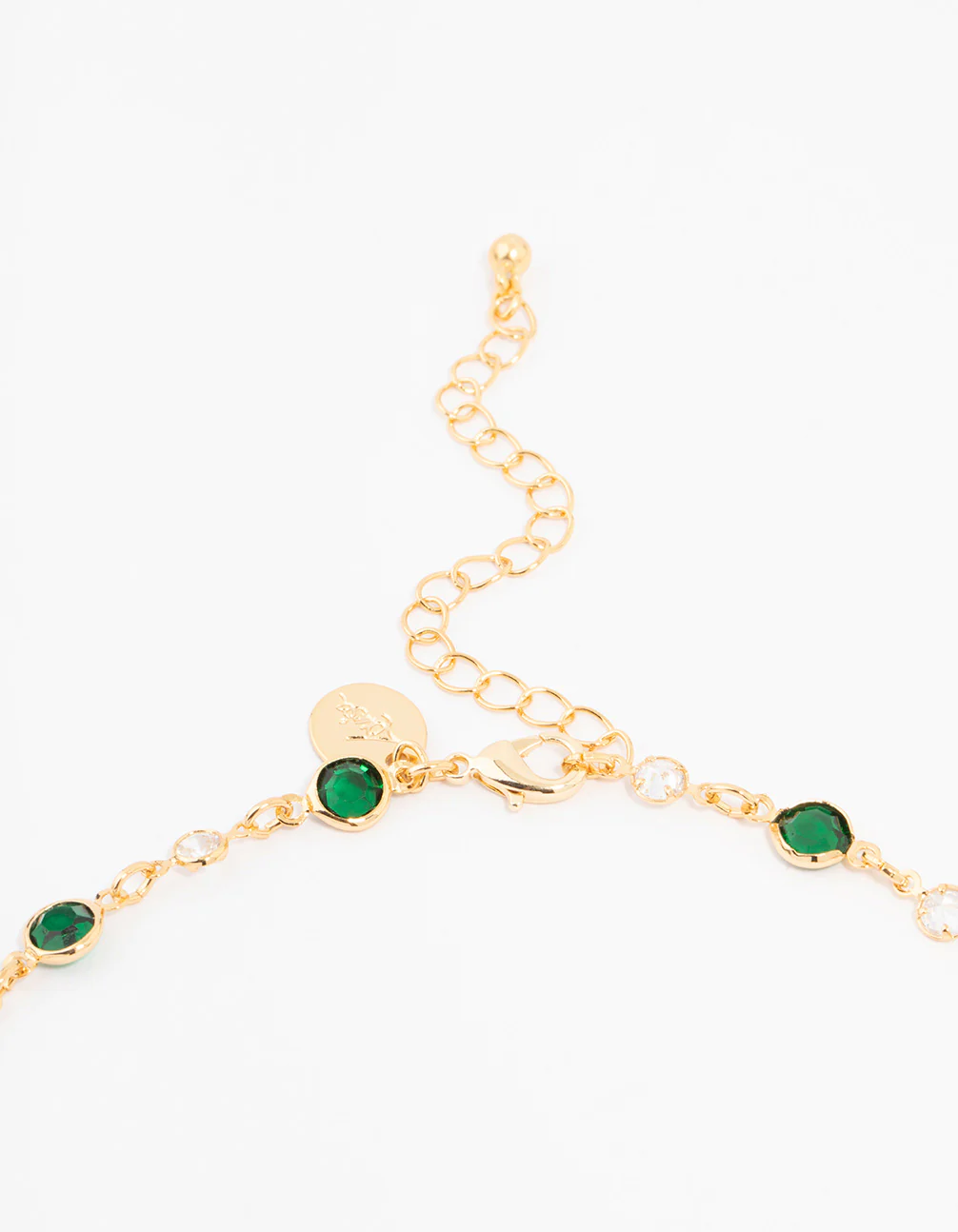 Gold Plated Emerald Round Station Necklace - Image 3