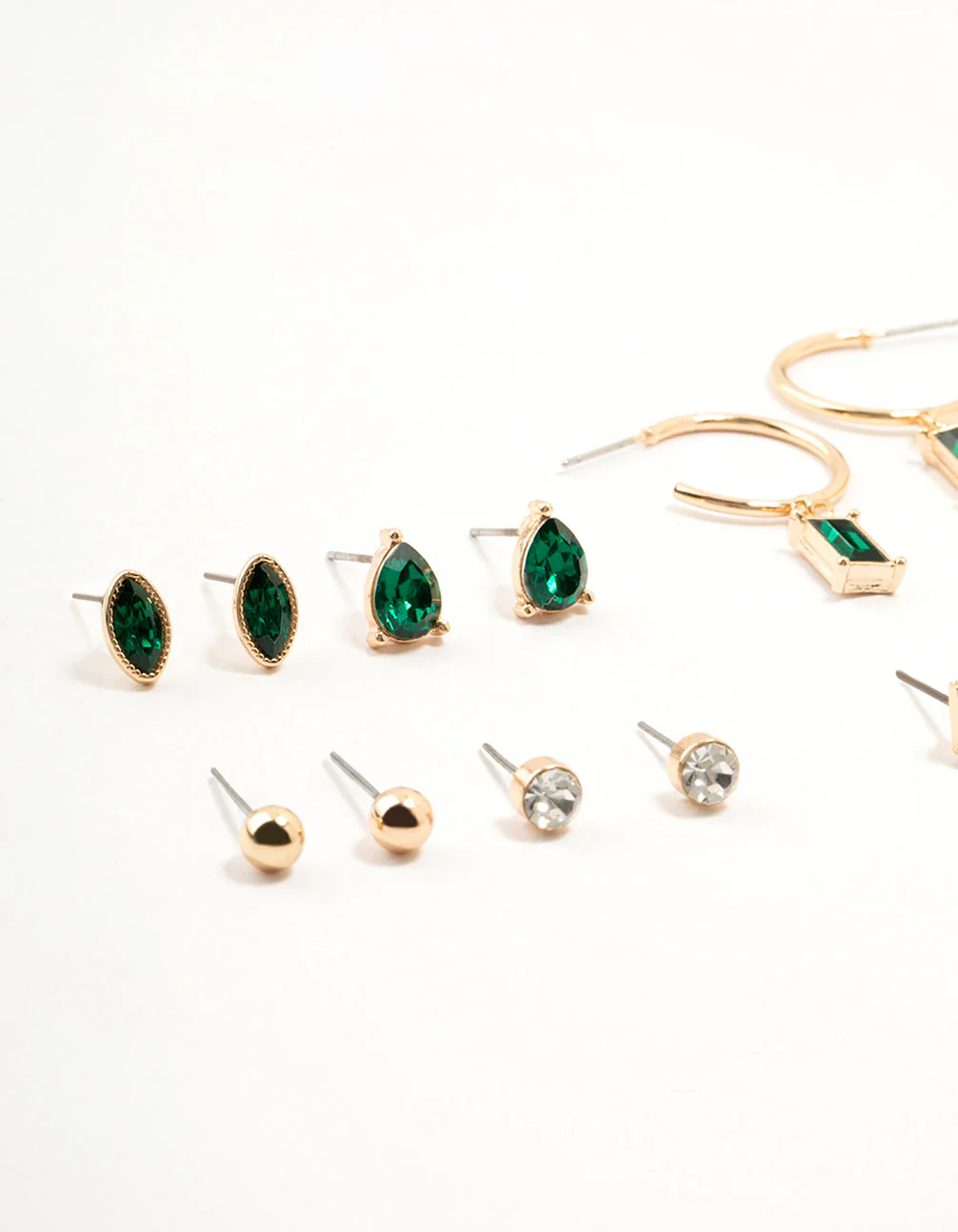 Gold Emerald Stone Earrings 8-Pack - Image 2