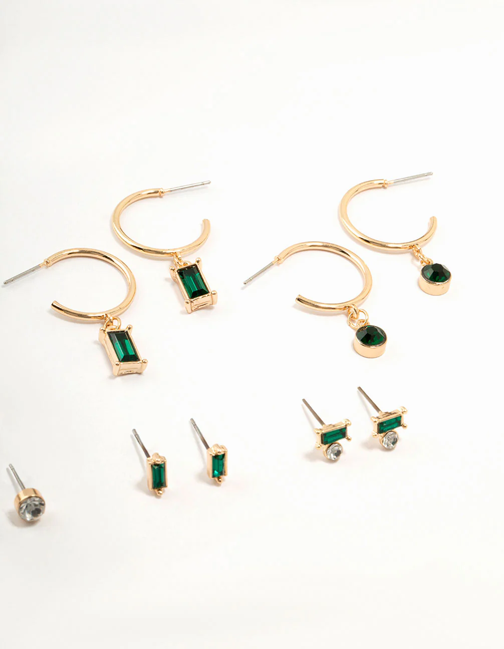 Gold Emerald Stone Earrings 8-Pack - Image 3