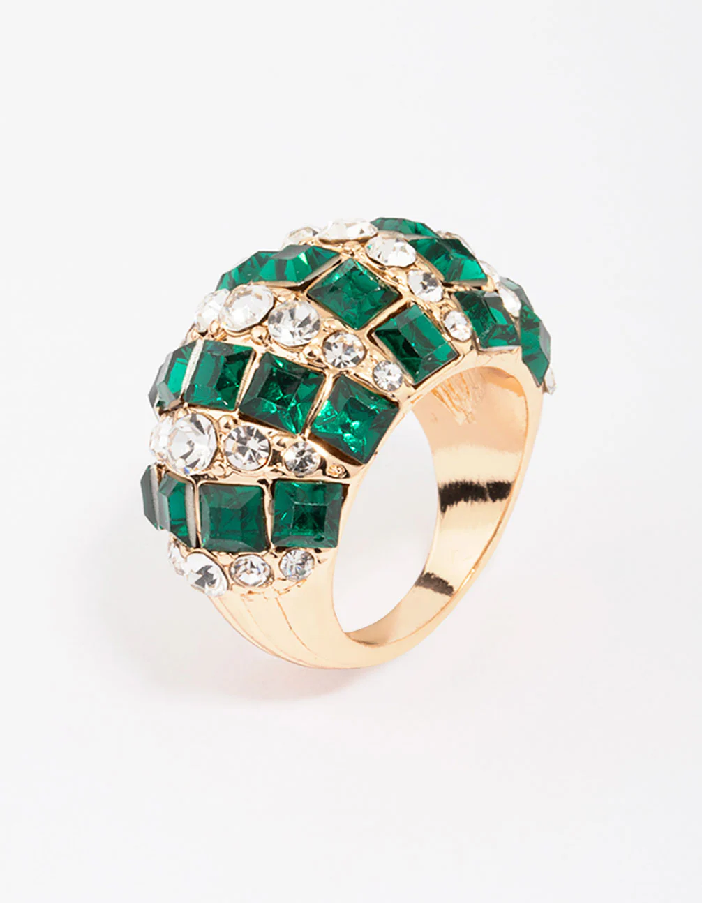 Gold Emerald Stripe Dazzling Ring - Image 2