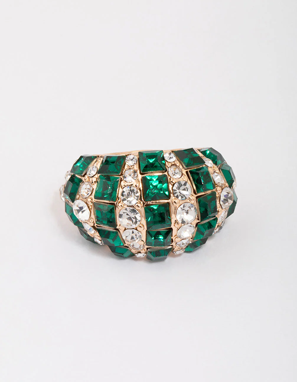 Gold Emerald Stripe Dazzling Ring - Image 3