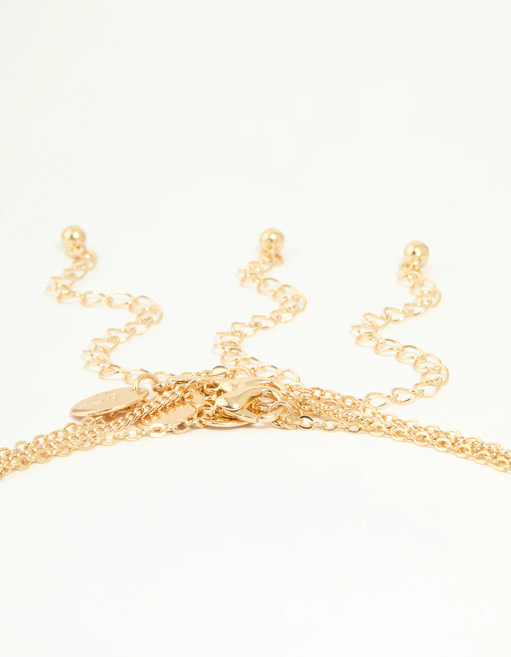 Gold Enamel Heart Rose & Cross Layered Necklace - Image 3