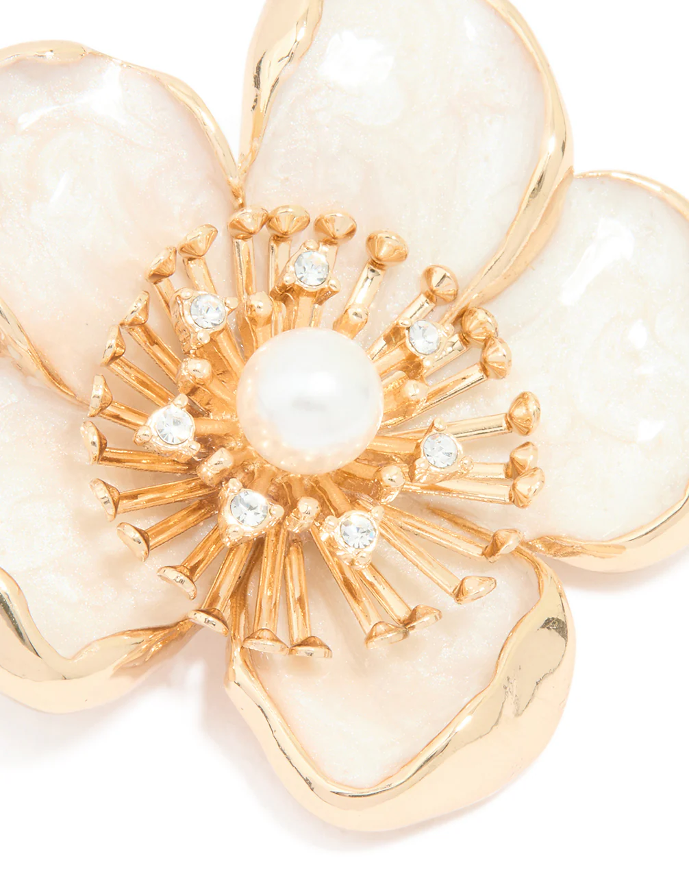 Gold Enamel Large Floral Brooch - Image 2