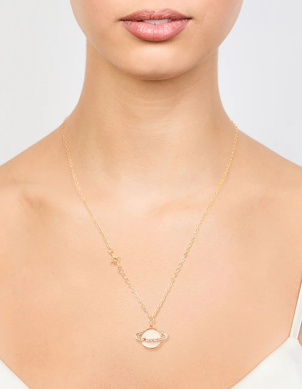 Gold Enamel Planet Drop Necklace - Image 2