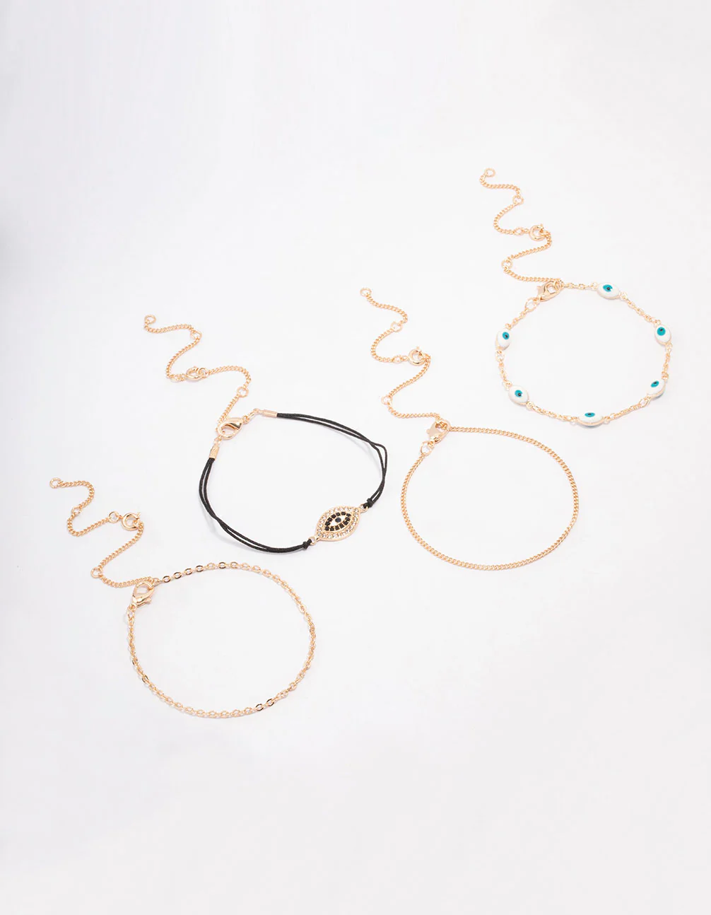 Gold Evil Eye Bracelet & Anklet 4-Pack