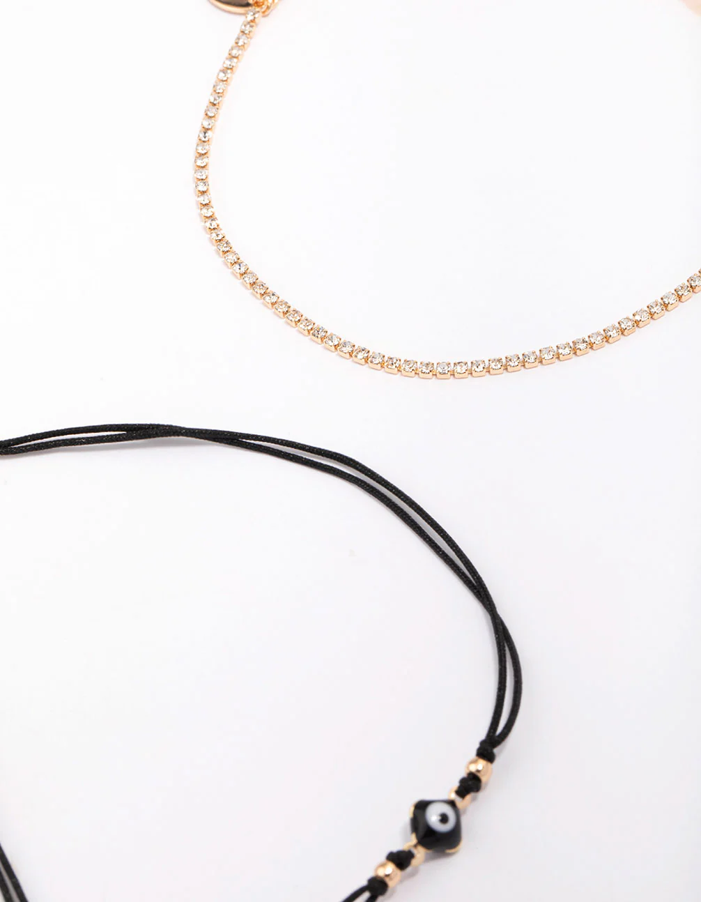 Gold Evil Eye Chain Anklet 3-Pack - Image 3
