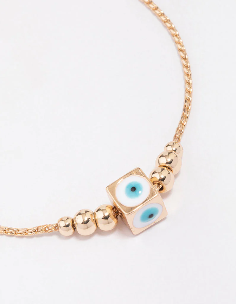 Gold Evil Eye Charm Bracelet - Image 2