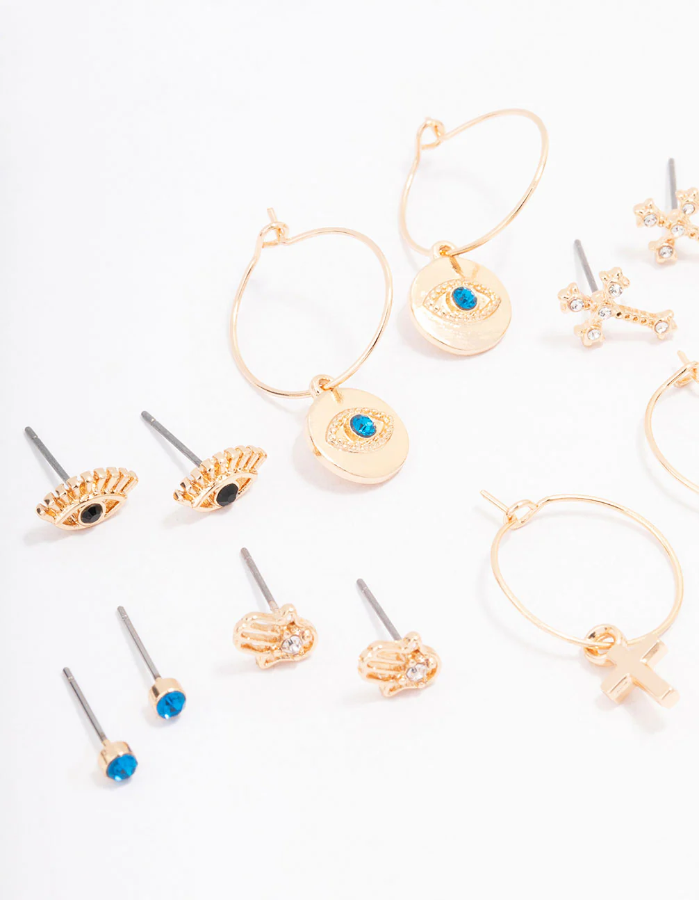 Gold Evil Eye Crystal Earring 8-Pack - Image 2