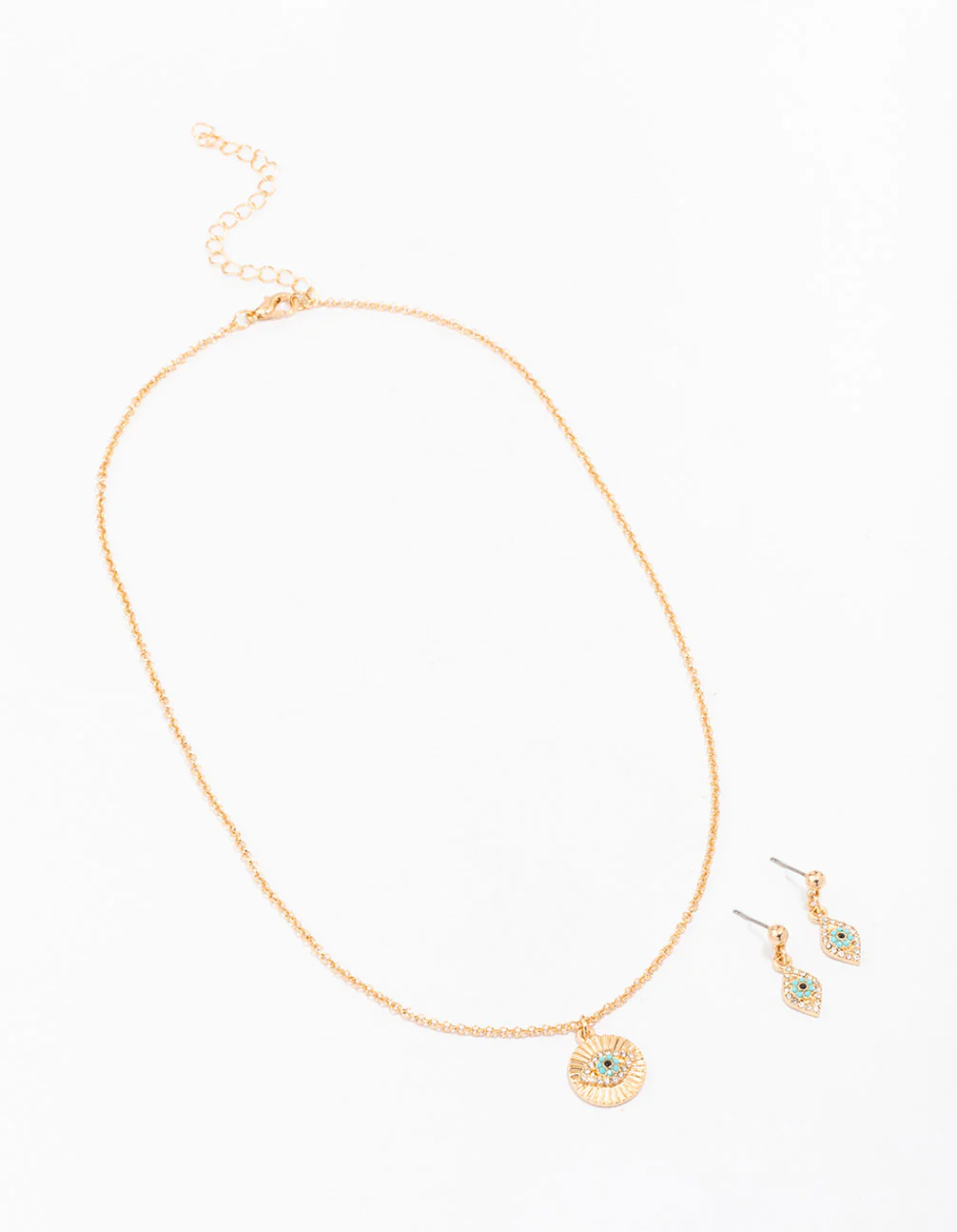Gold Evil Eye Diamante Jewellery Set - Image 2