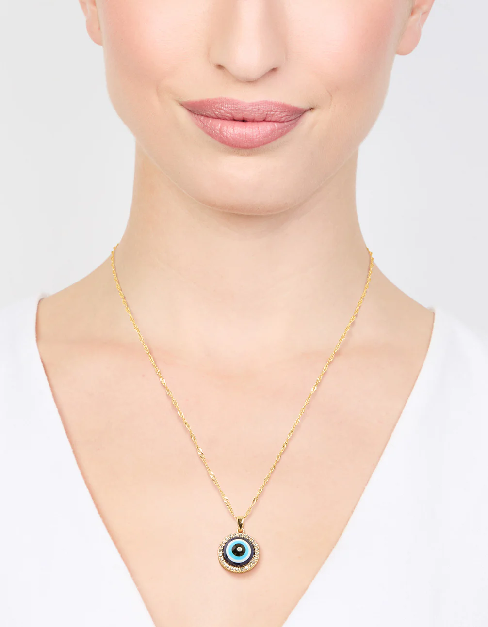 Gold Evil Eye Pendant Necklace - Image 2