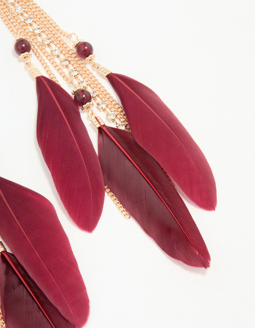 Gold Feather Chain Drop Earrings - Image 5