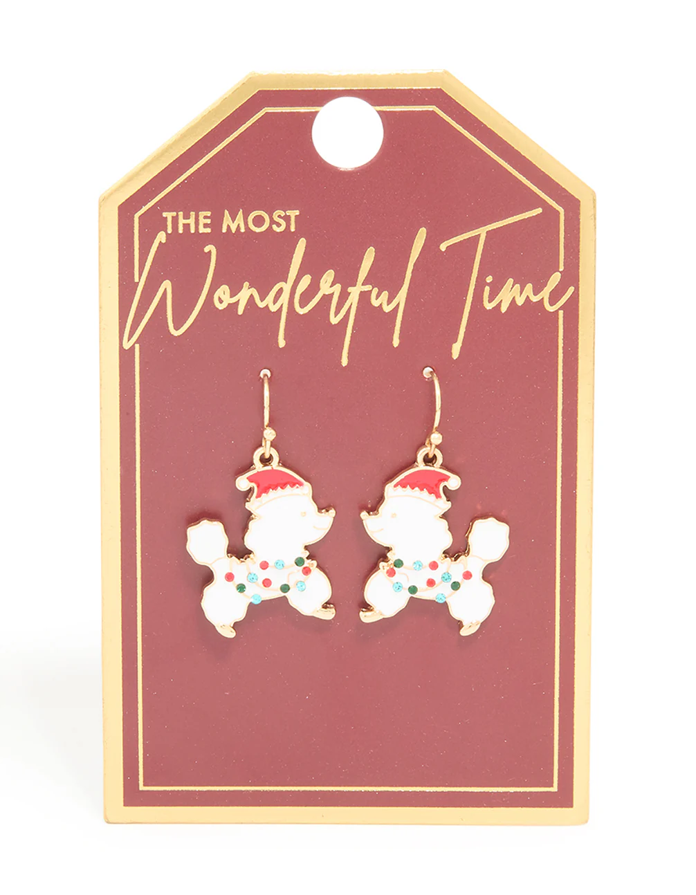 Gold Festive Poodle Diamante Light Collar Drop Earrings - Image 3