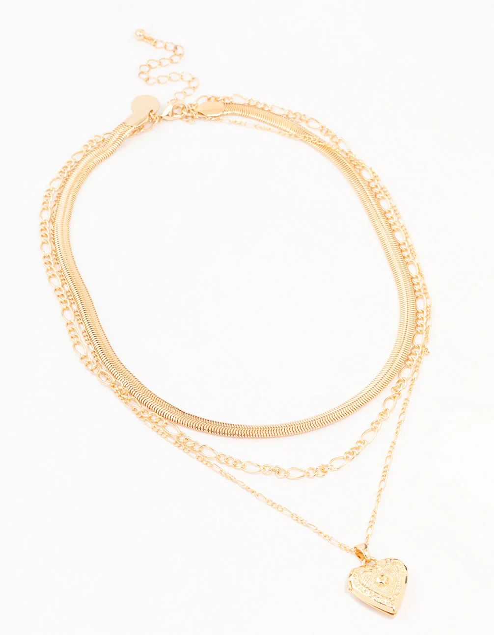 Gold Figaro Heart Locket Necklace - Image 2