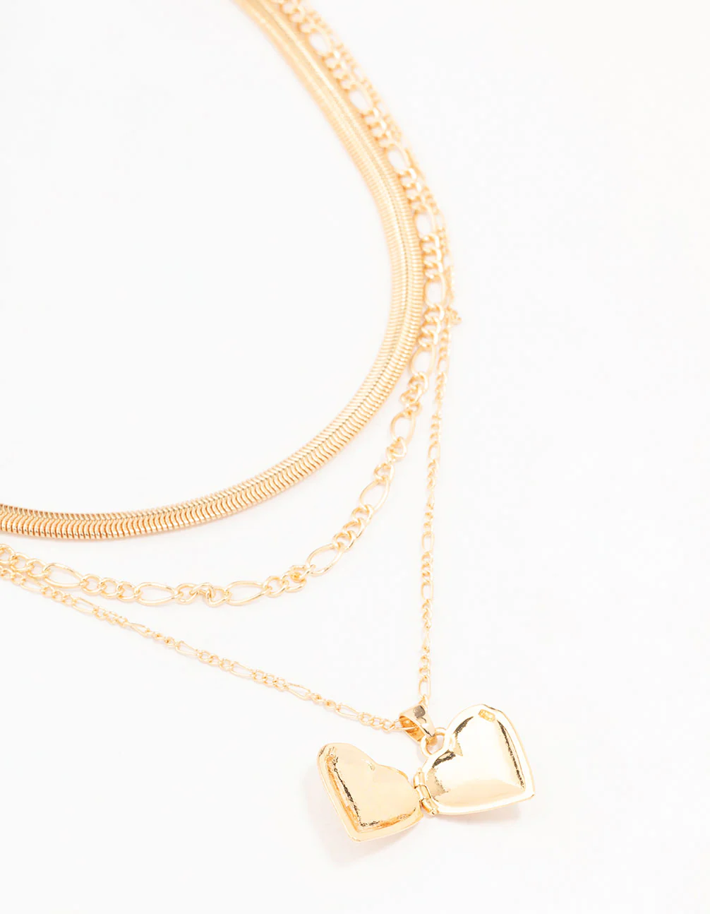 Gold Figaro Heart Locket Necklace - Image 3