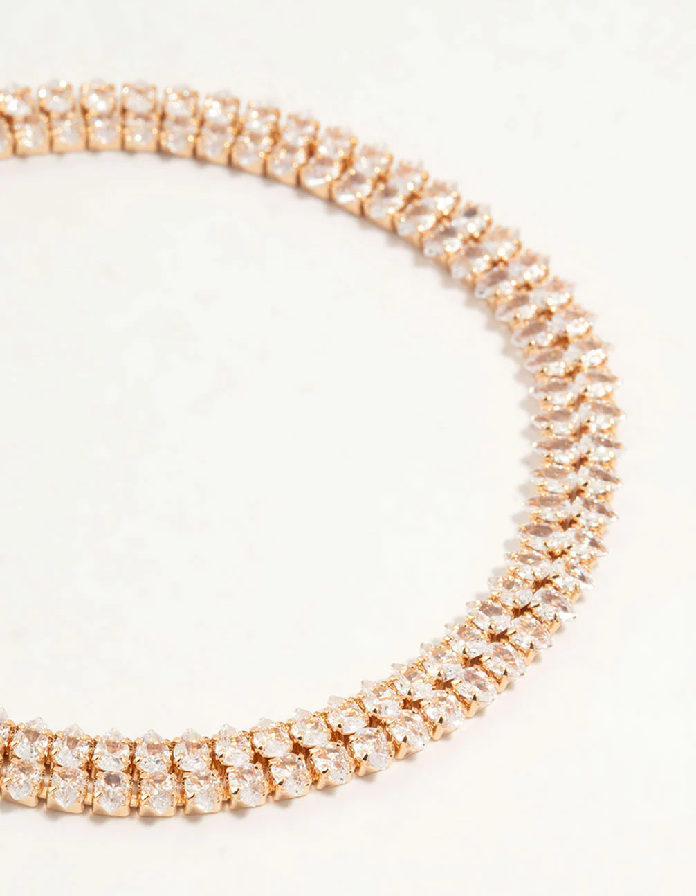 Gold Fine Marquise Cubic Zirconia Layered Tennis Bracelet - Image 2