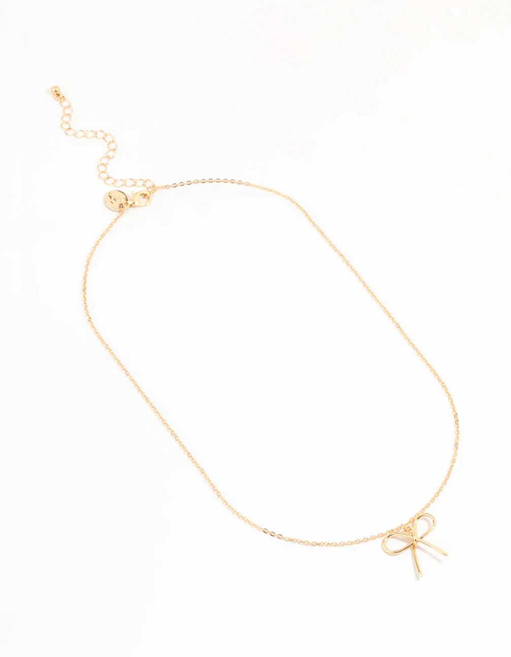 Gold Fine Metal Bow Necklace - Image 2
