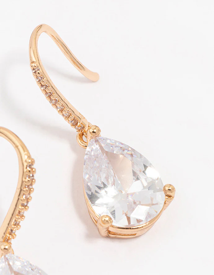 Gold Fine Pear Drop Earrings - Image 3