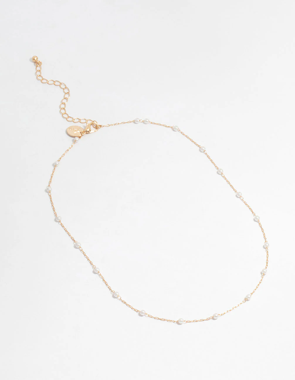 Gold Fine Pearl Station Necklace - Image 2