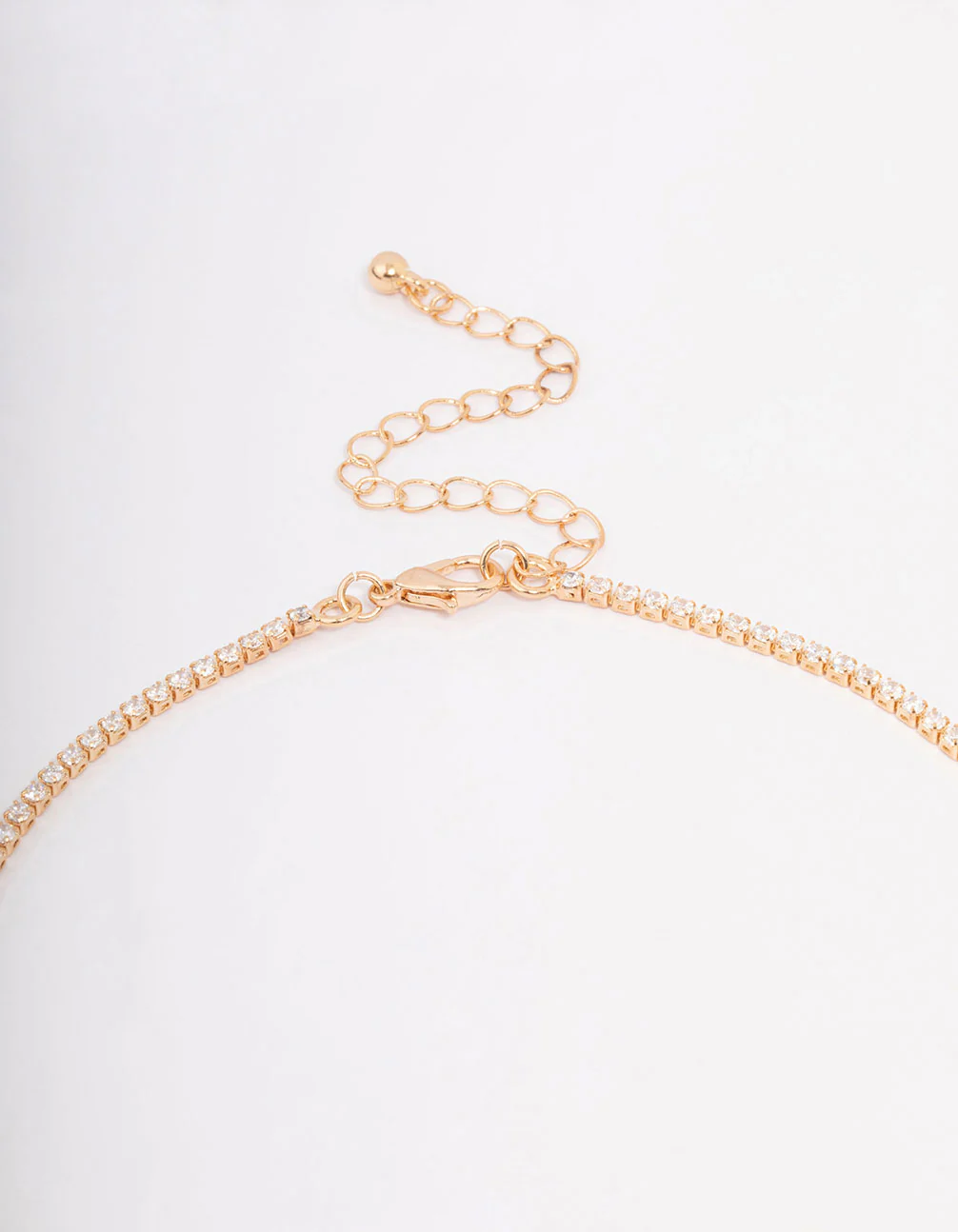 Gold Fine Ribbon Cubic Zirconia Lariat Necklace - Image 3