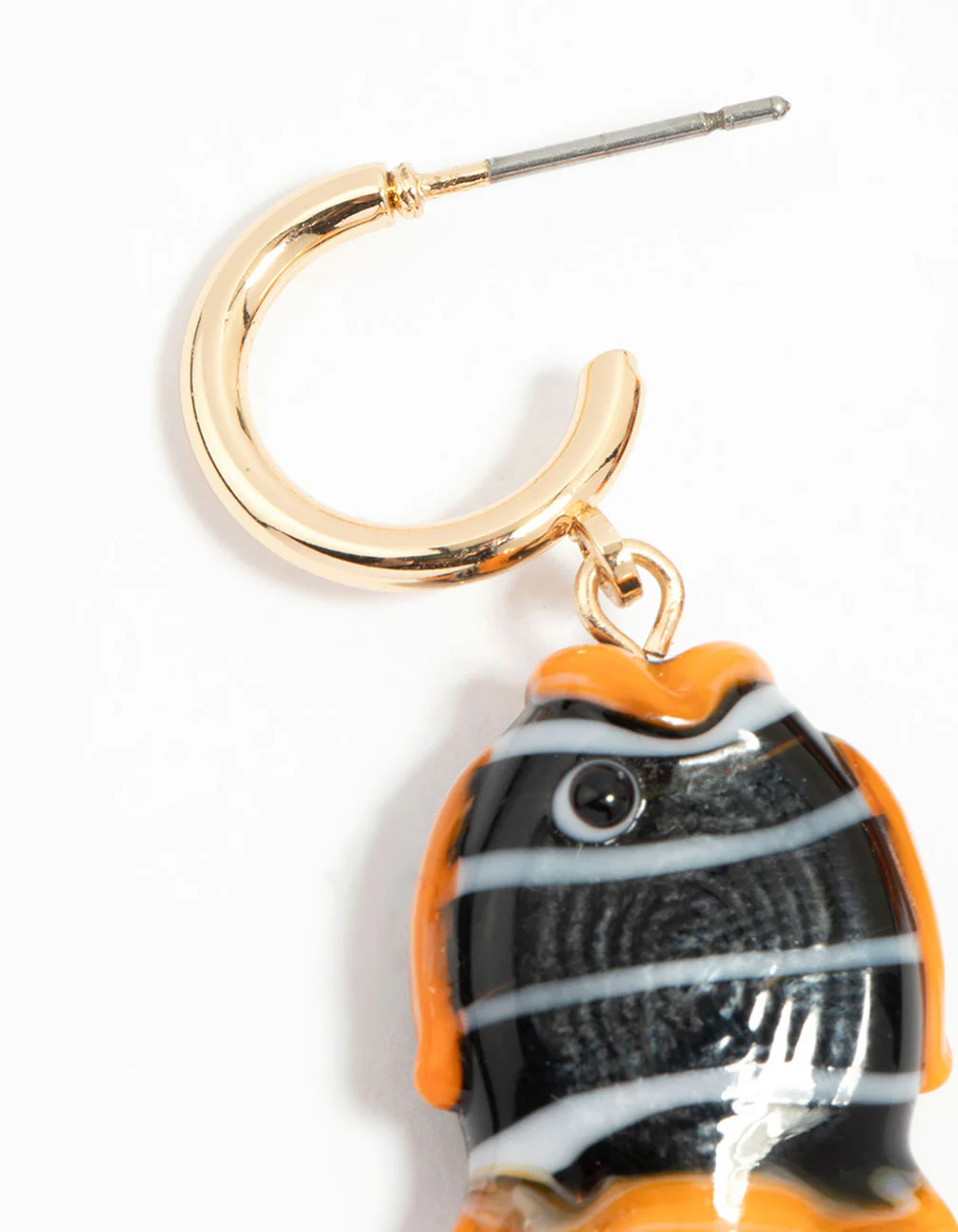 Gold Fish Charm Drop Earrings - Image 4
