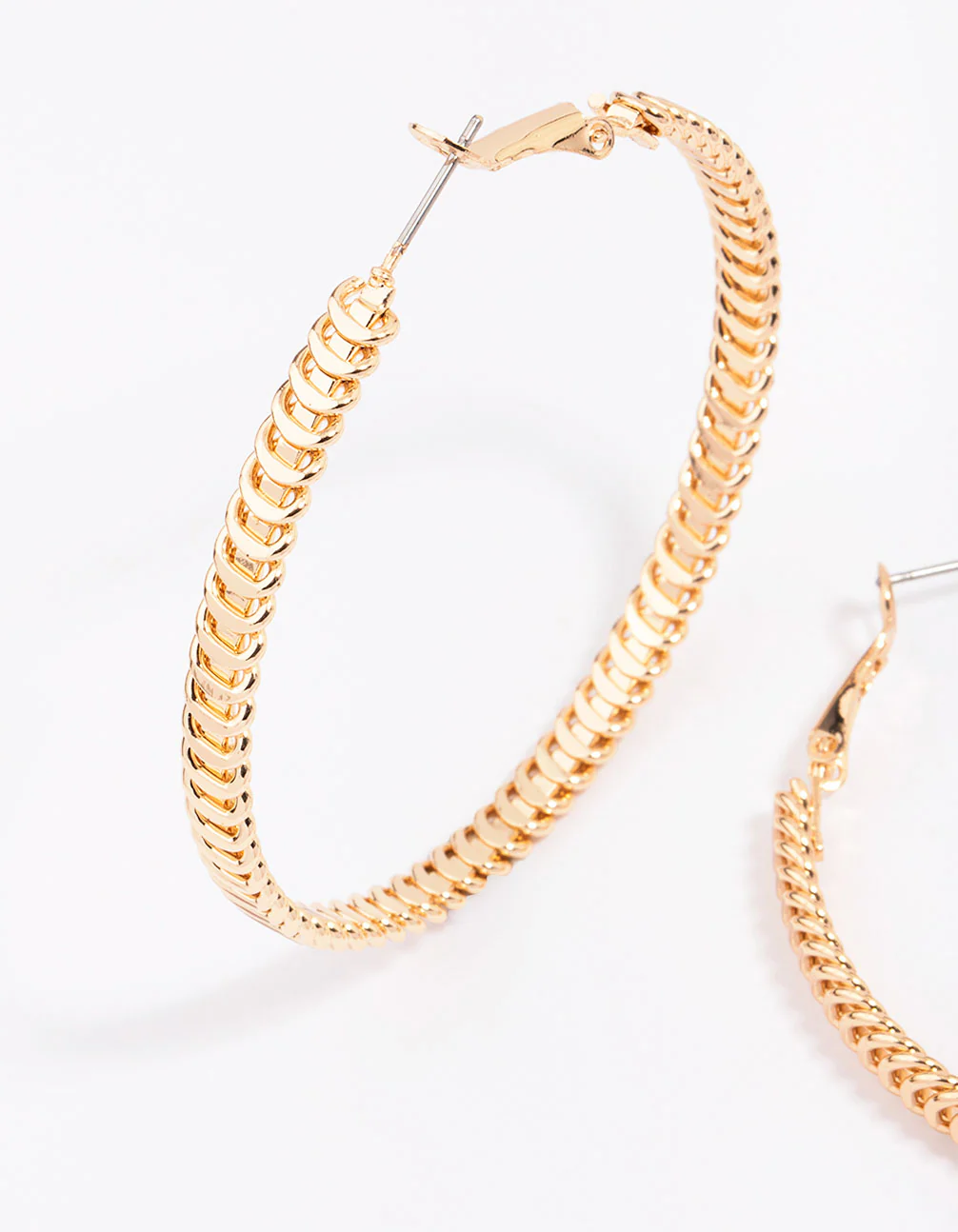 Gold Flat Coil Hoop Earrings - Image 2