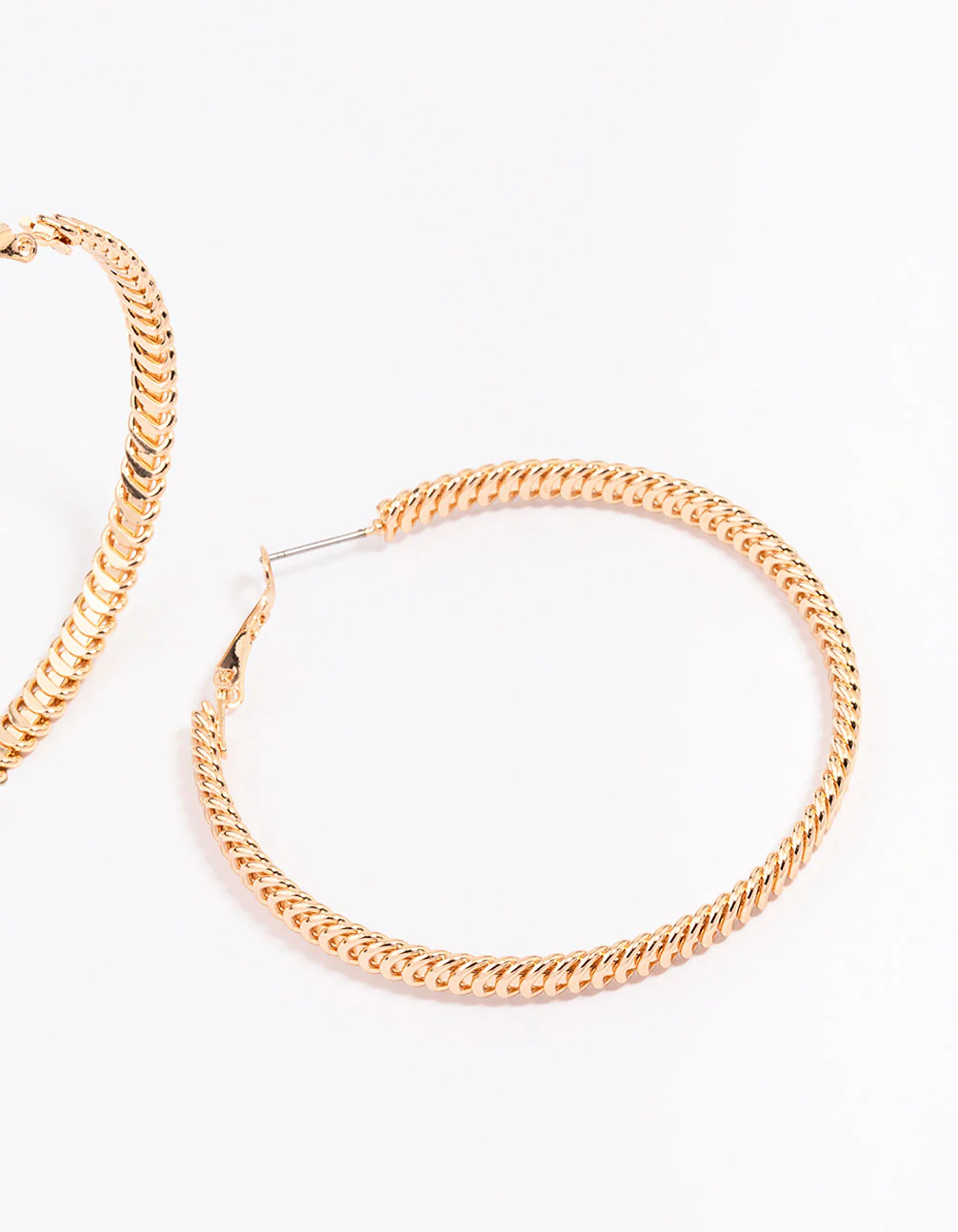 Gold Flat Coil Hoop Earrings - Image 3
