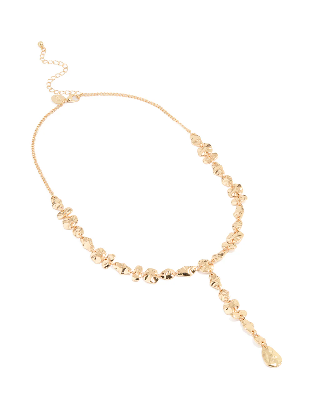 Gold Flat Organic Shape Lariat Necklace - Image 2