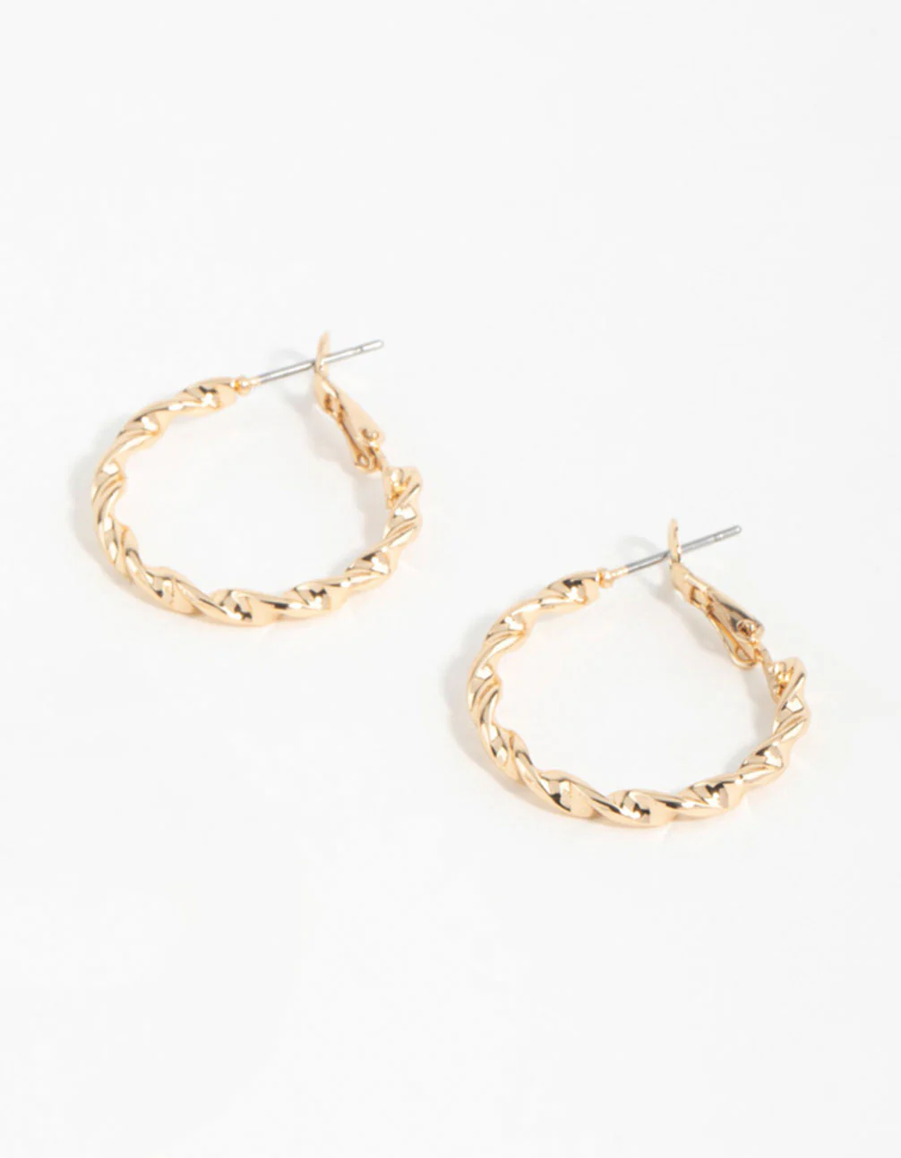 Gold Flat Twist Mixed Hoop Earrings 2-Pack - Image 2