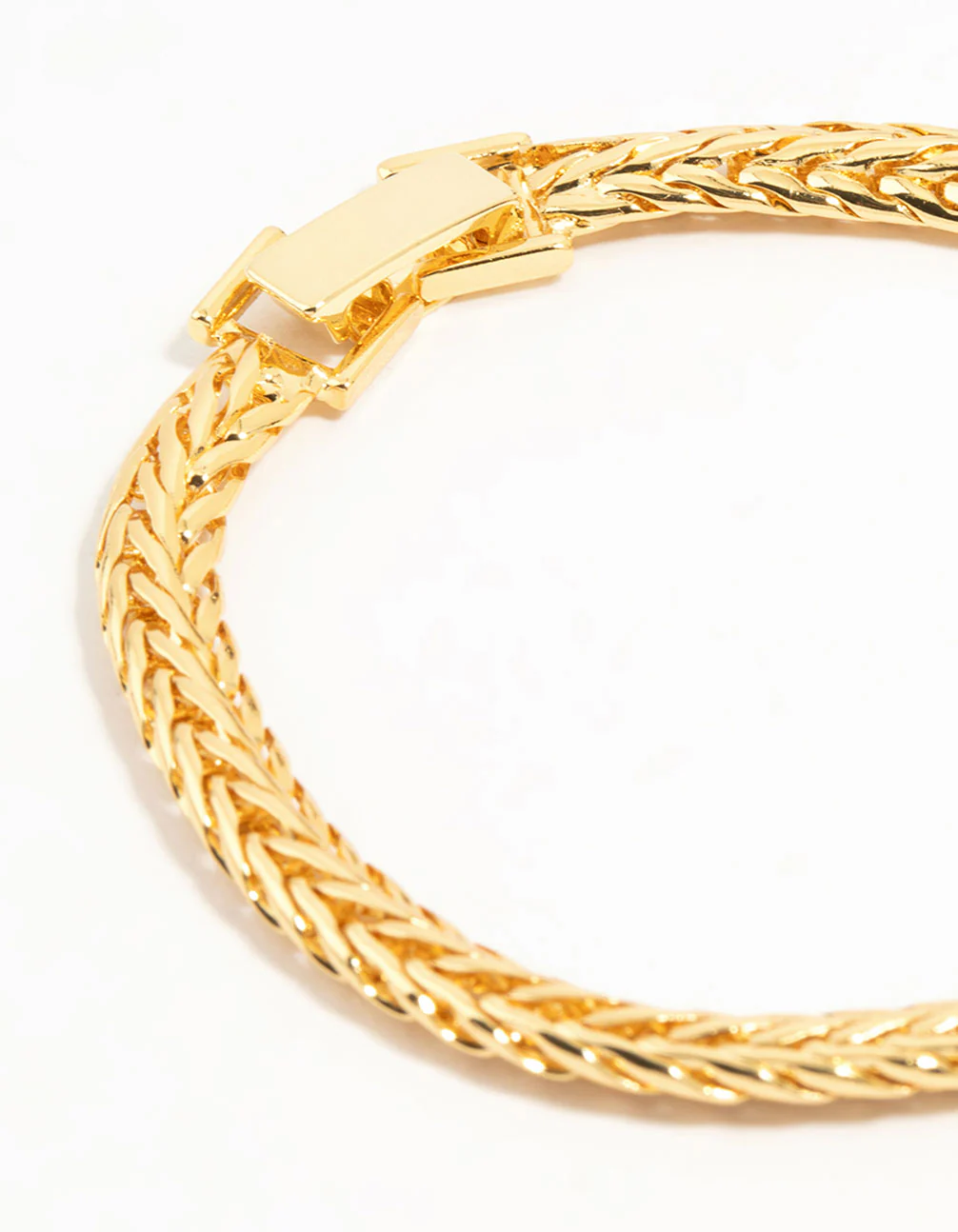 Gold Flat Wide Curb Chain Bracelet - Image 3