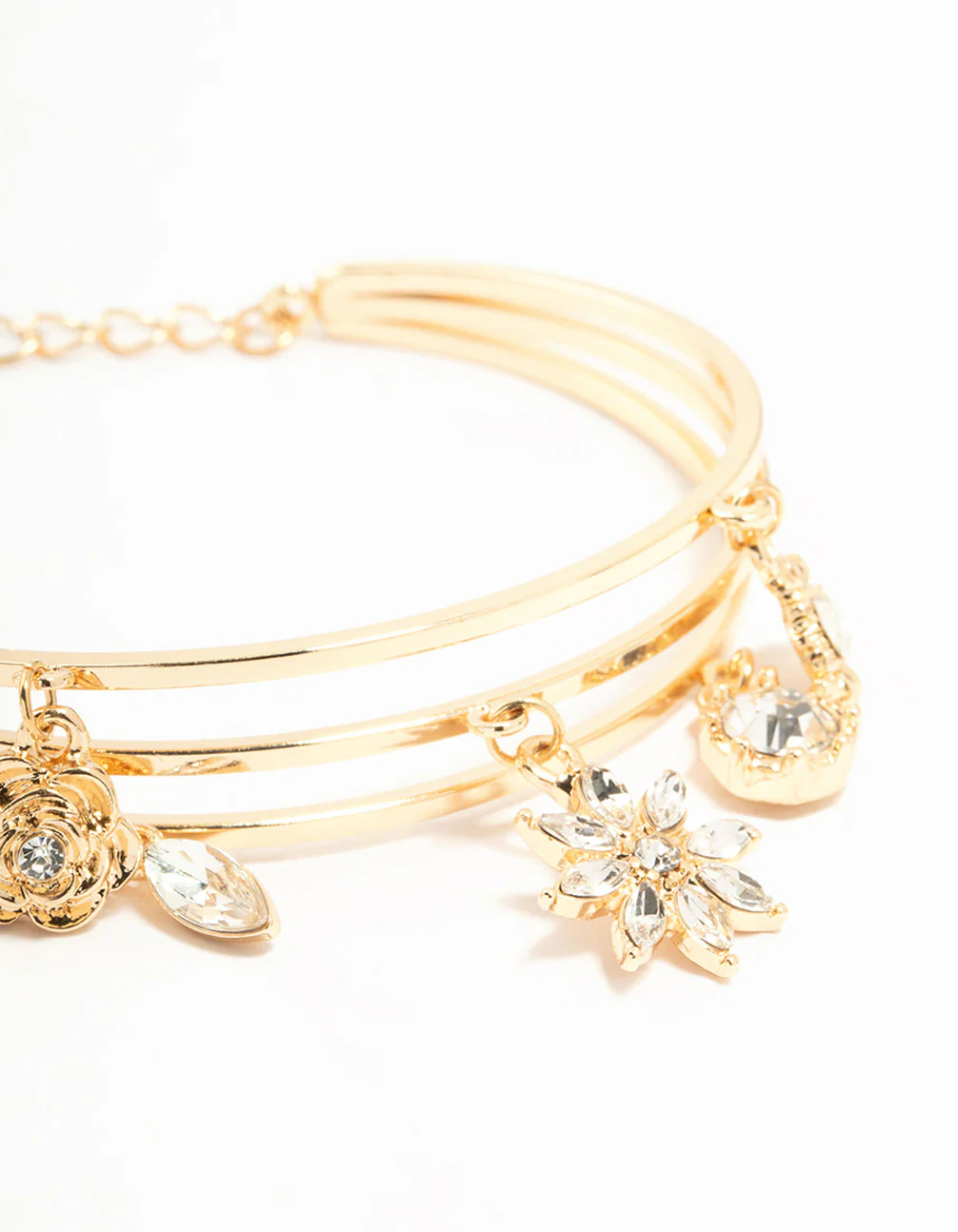 Gold Floral Charm Wrist Cuff - Image 2
