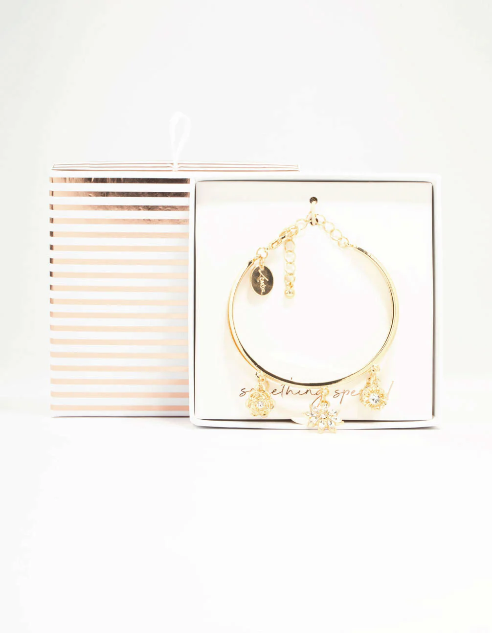 Gold Floral Charm Wrist Cuff - Image 3