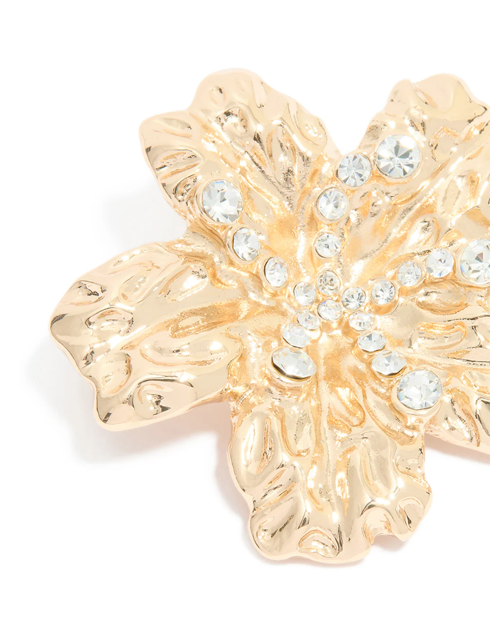 Gold Floral Diamante Brooch - Image 2