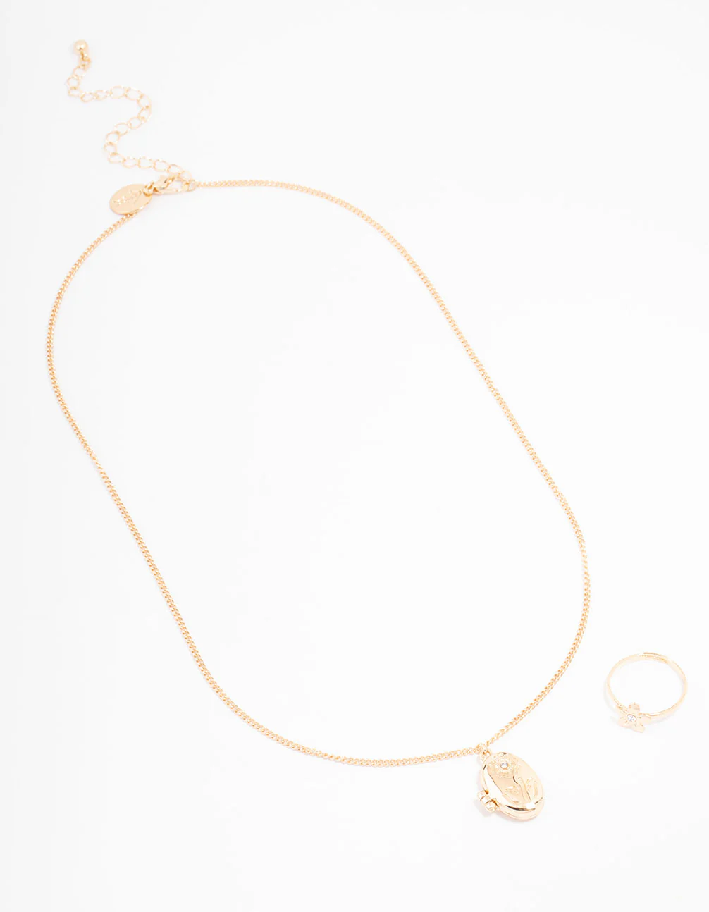 Gold Floral Locket Jewellery Set - Image 2