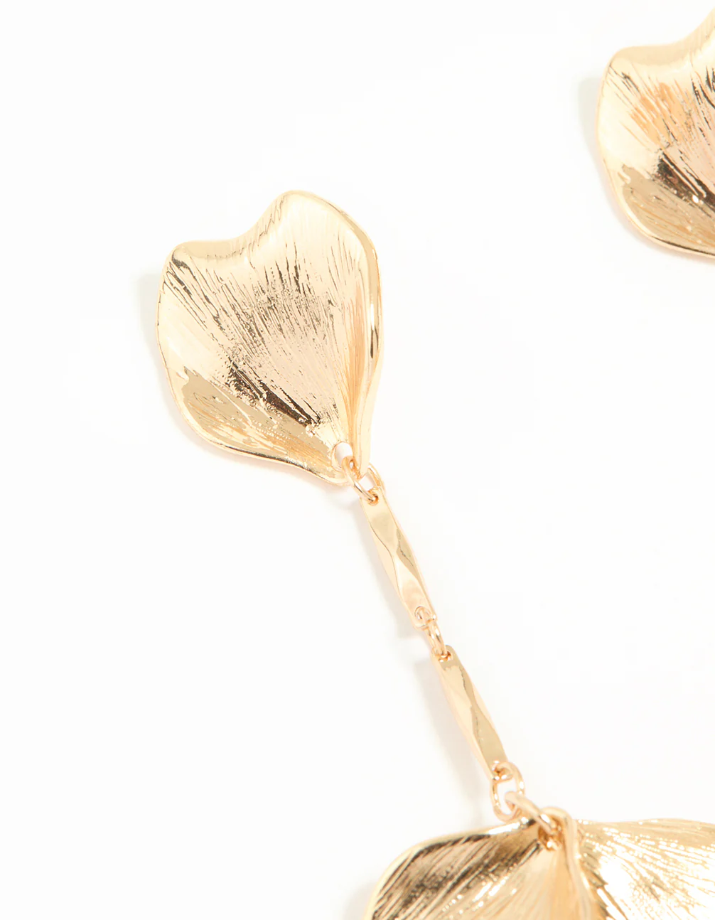 Gold Floral Petal Drop Earrings - Image 4