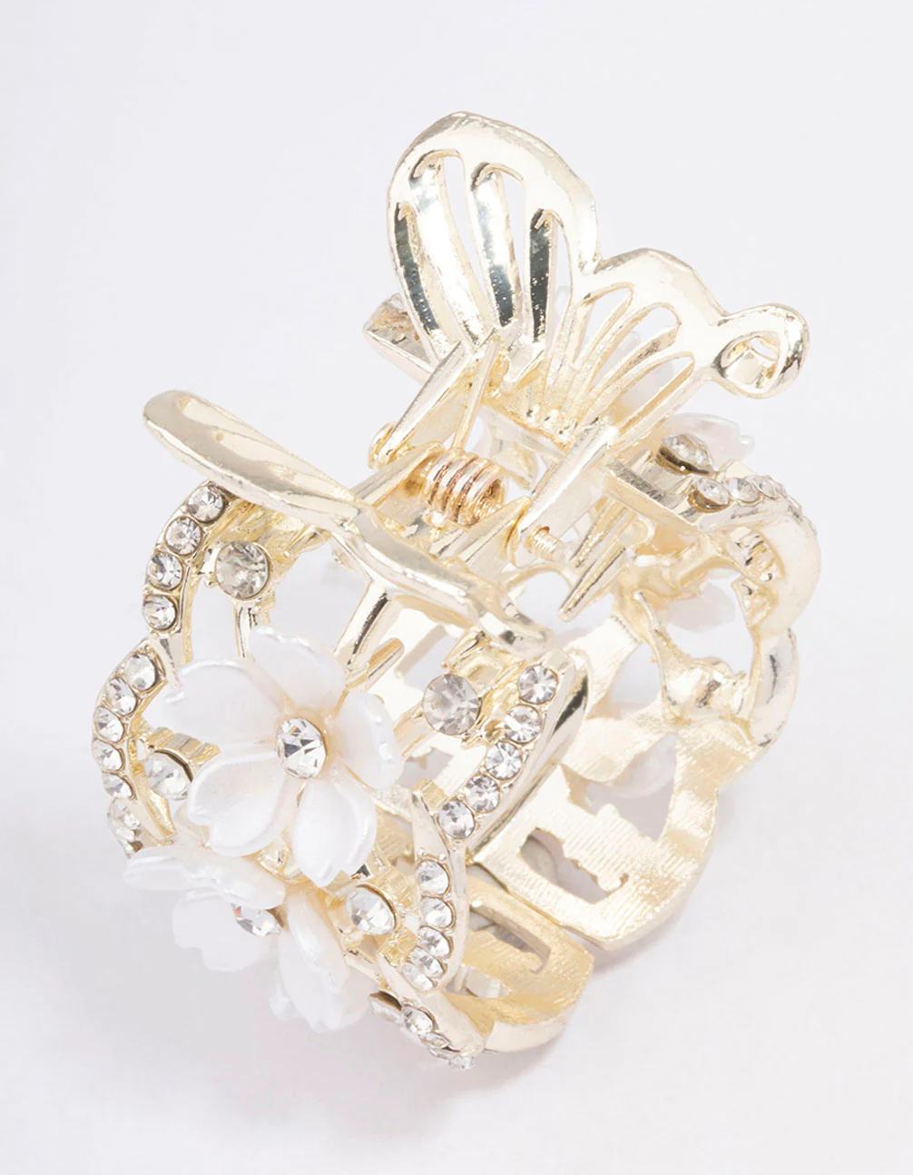 Gold Flower Butterfly Pony Tail Clip - Image 3