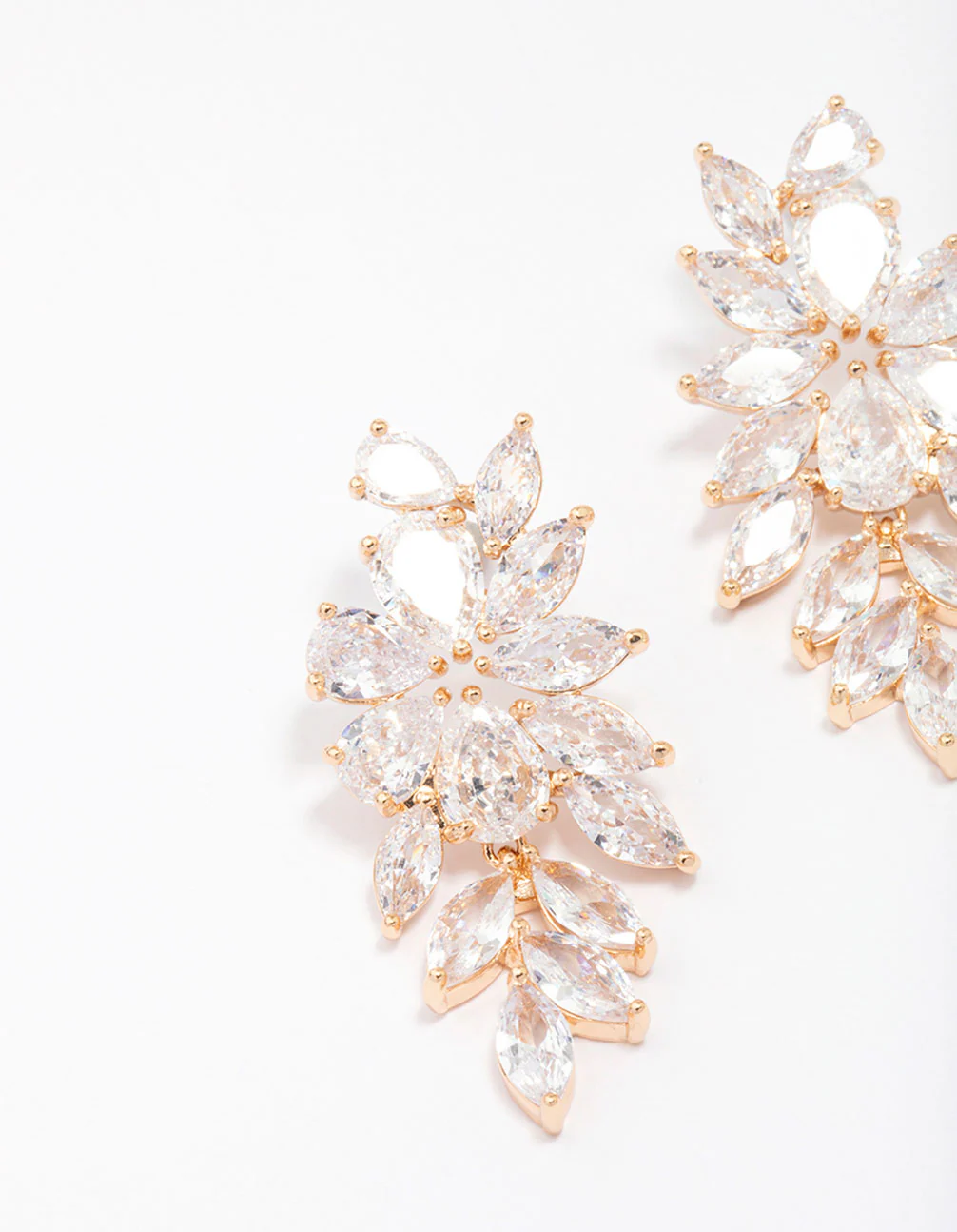 Gold Flower Cluster Drop Earrings - Image 2