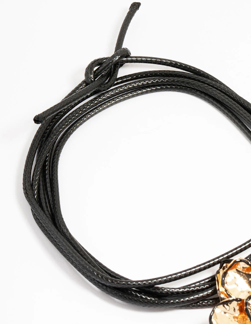Gold Flower Fabric Black Cord Choker Necklace - Image 5
