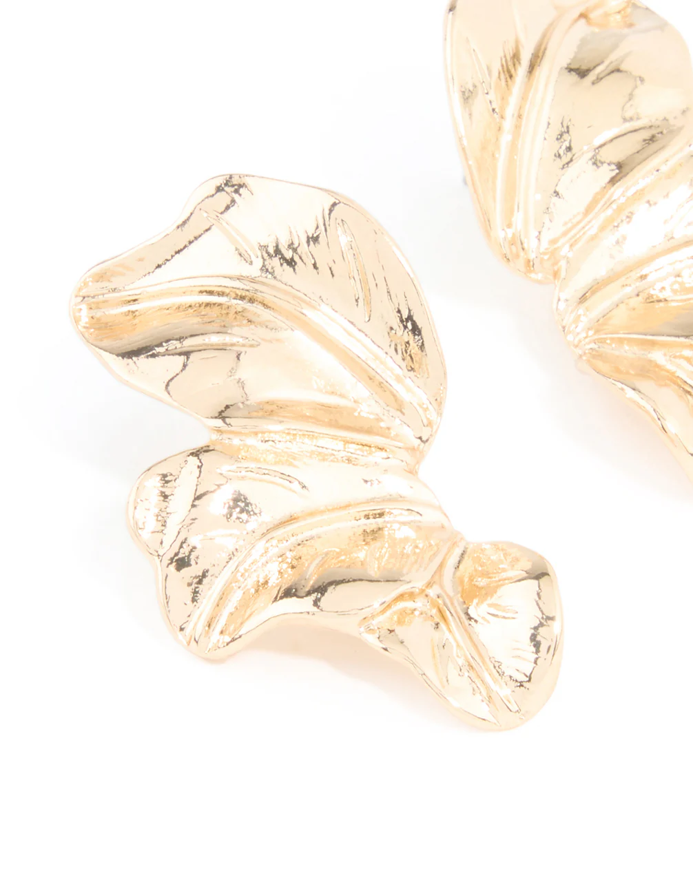 Gold Flower Fan Stud Earrings - Image 4