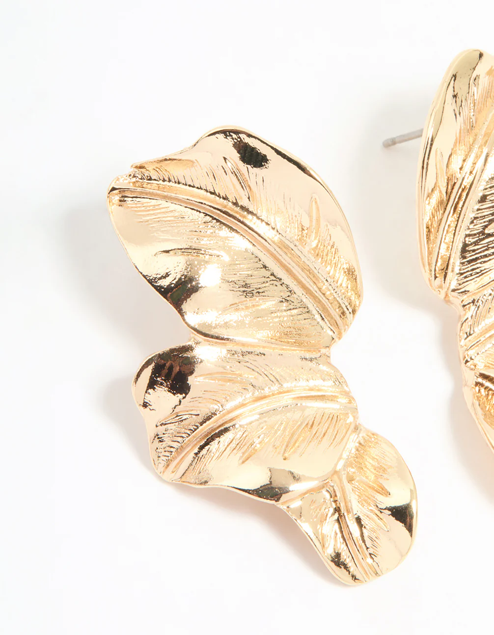 Gold Flower Petal Mini Stud Earrings - Image 4