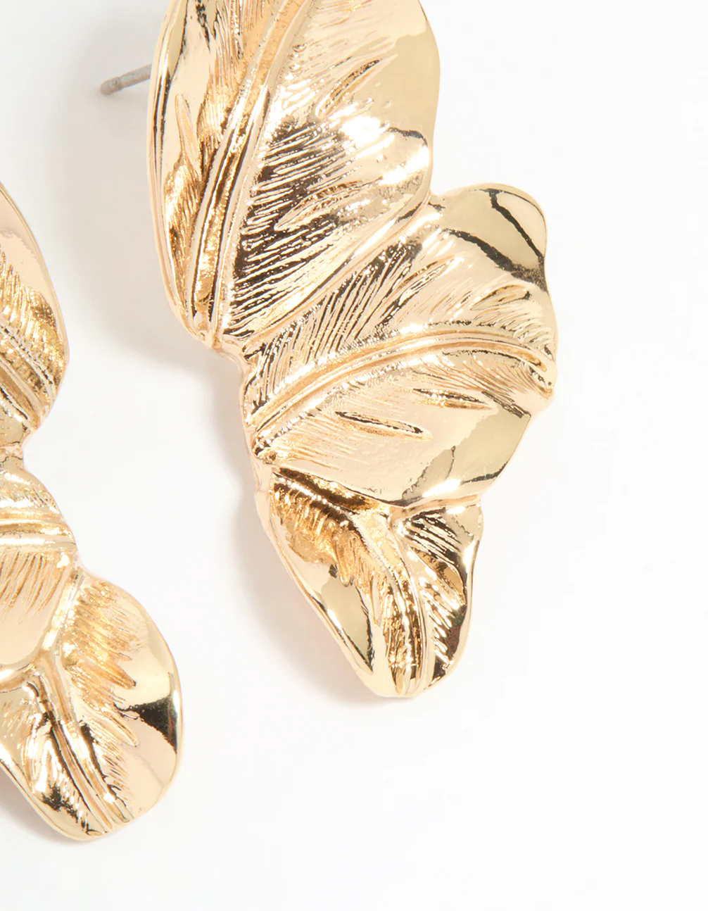 Gold Flower Petal Mini Stud Earrings - Image 5