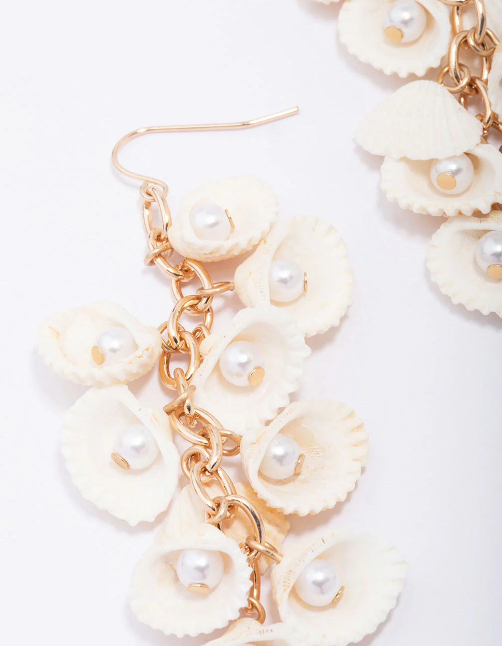 Gold Genuine Shell Drop Earrings - Image 2