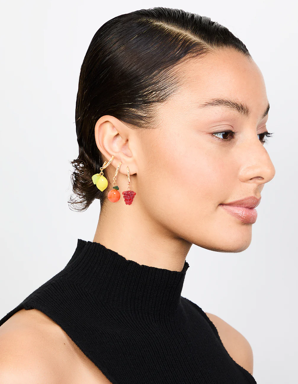 Gold Fruit Stud Earrings 3-Pack - Image 3