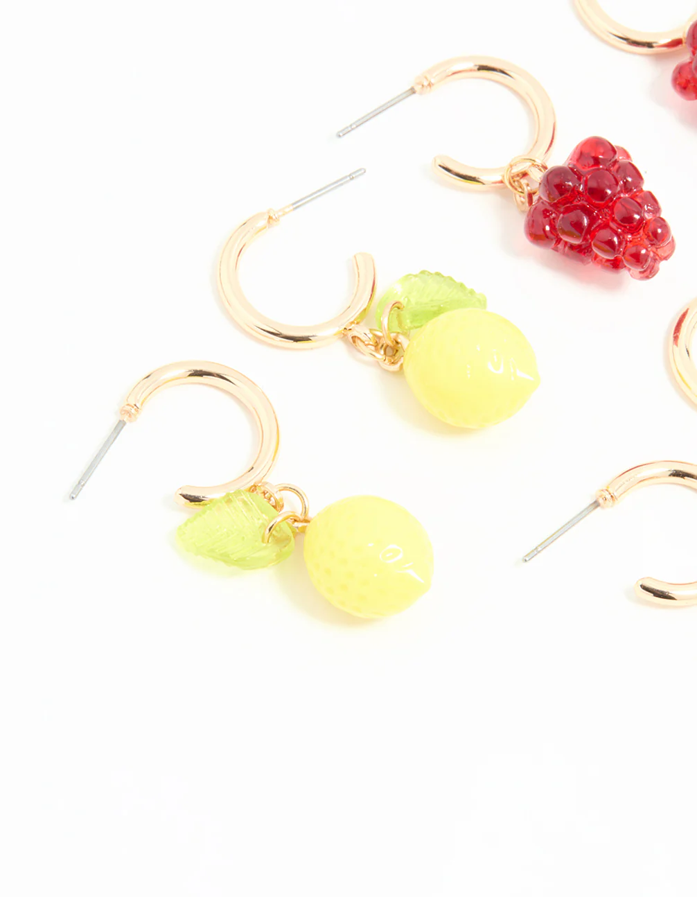 Gold Fruit Stud Earrings 3-Pack - Image 4