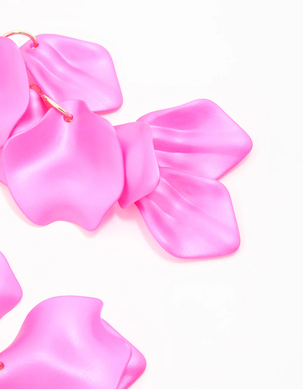 Gold Fuschia Pearlised Petal Drop Earrings - Image 3