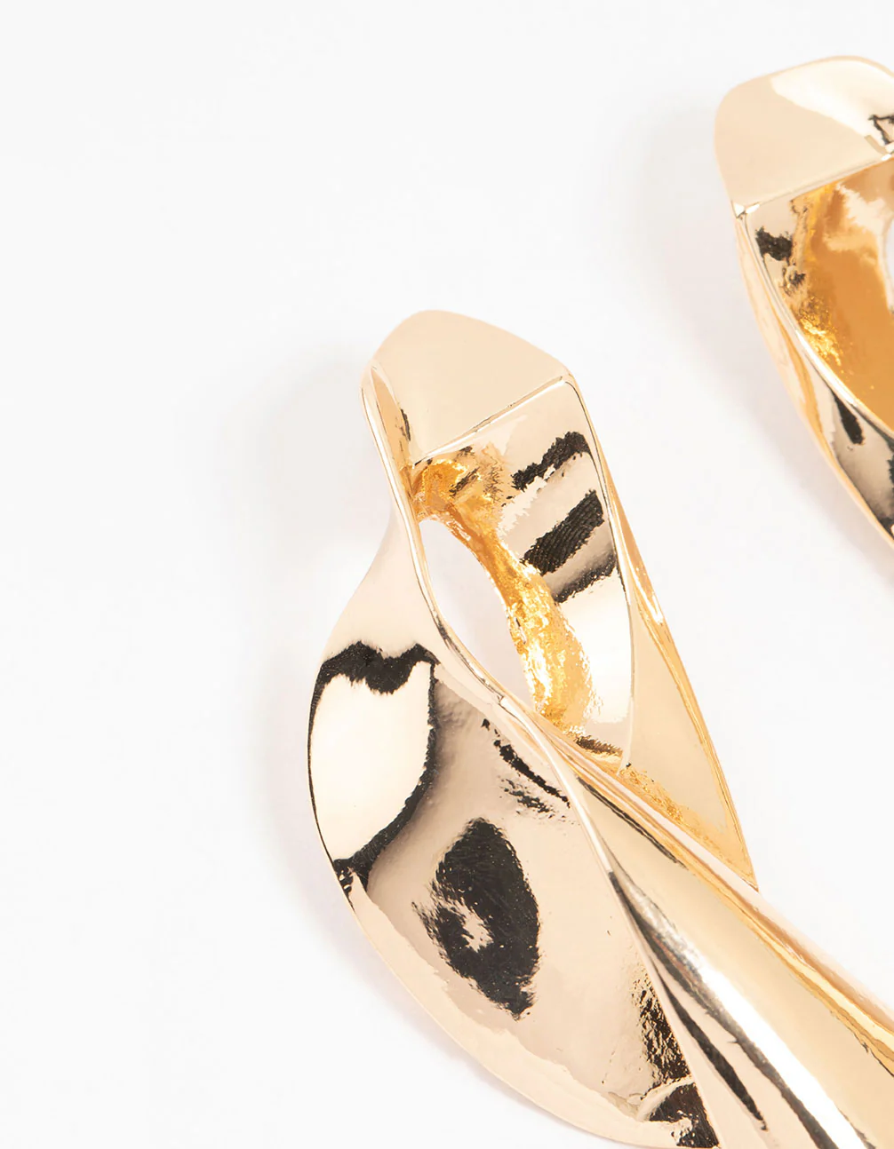 Gold Futuristic Twist Drop Earrings - Image 4