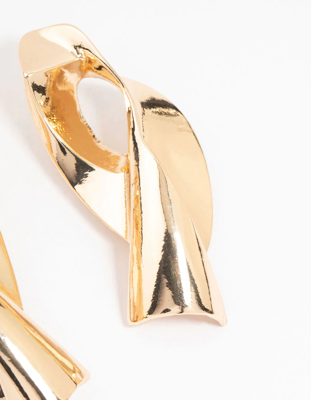 Gold Futuristic Twist Drop Earrings - Image 5