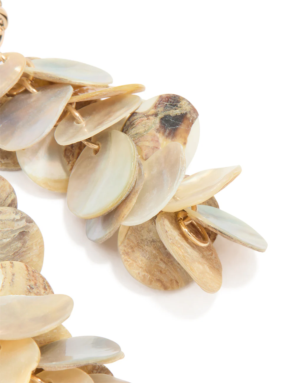 Gold Genuine Shell Circle Drop Earrings - Image 3