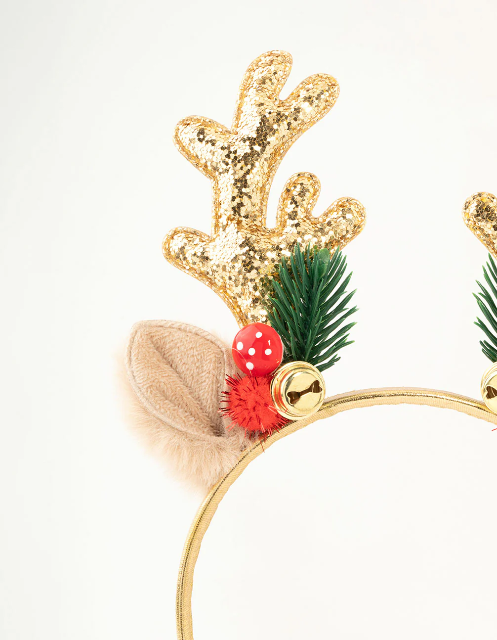 Gold Glitter Woodland Reindeer Antler Headband - Image 2