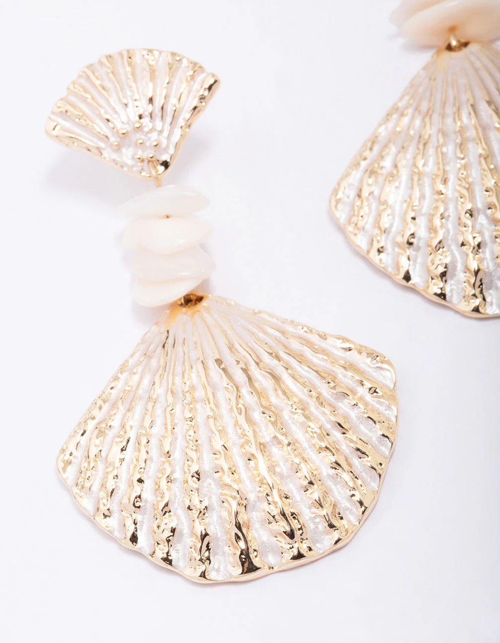 Gold Glowing Shell Drop Earrings - Image 2