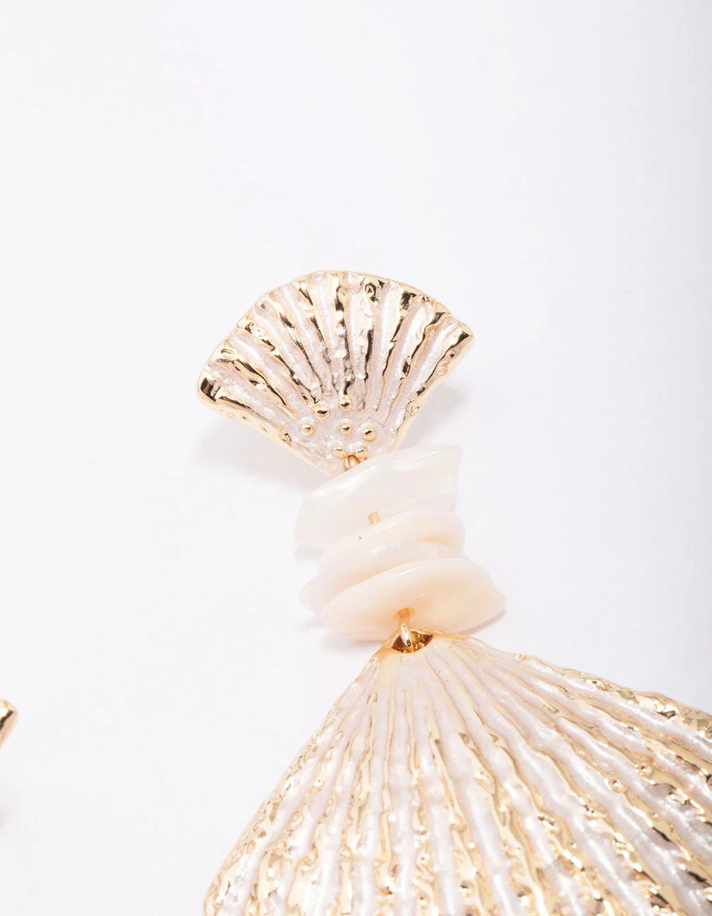 Gold Glowing Shell Drop Earrings - Image 3